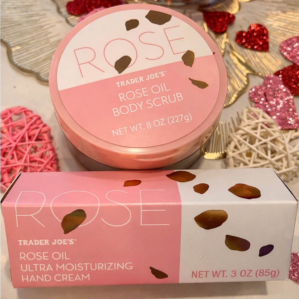 Trader Joe’s Rose Oil Body Scrub and Moisturizing Hand Cream - Pink